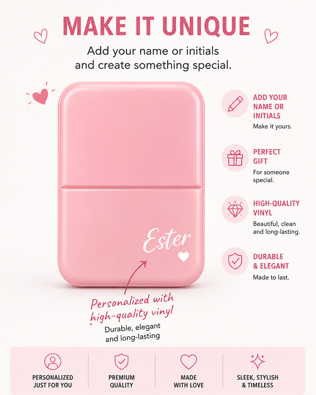 Compact Foldable Makeup Mirror with Customization – Perfect Gift with Personalized Name