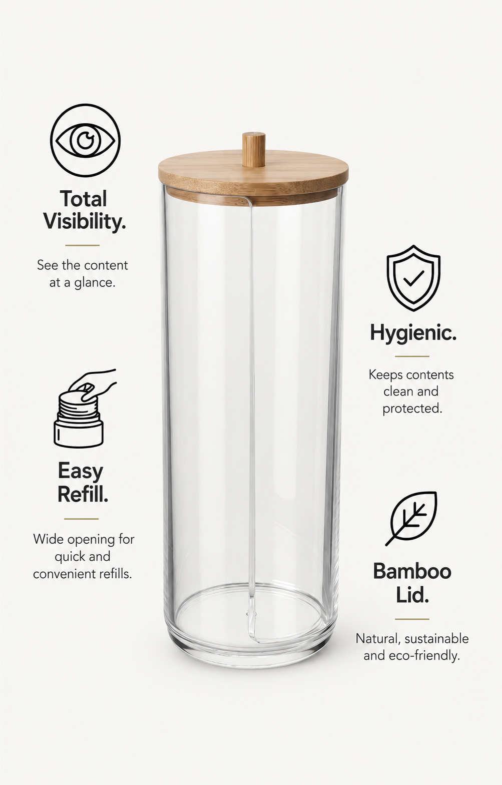 Acrylic Jar with Bamboo Lid – Customizable, Minimalist Storage, Perfect as a Gift
