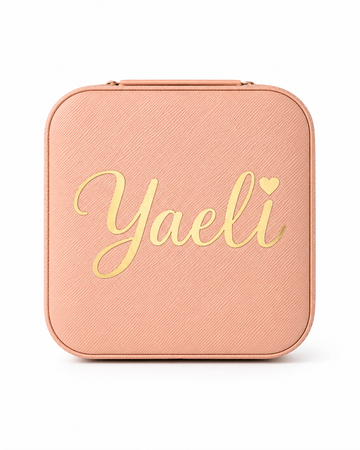Personalized Pink Travel Jewelry Box | Compact Jewelry Organizer with Name and Zipper