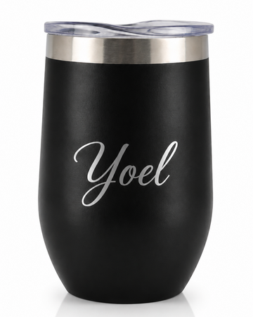 350ml Black Metal Thermal Mug | Keeps Drinks Hot and Cold | Stainless Steel Cup with Lid