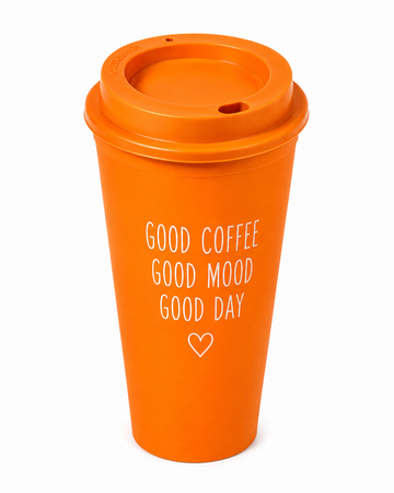 Custom Reusable Coffee Cup 473 ml – Unique and Designed Gift | Orange