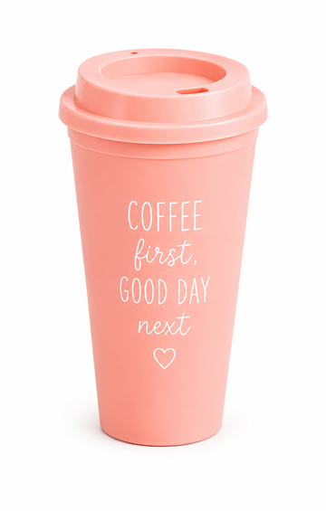 Custom Reusable Coffee Cup 473ml – Unique and Designed Gift | Pink