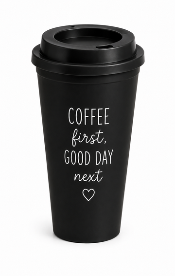 Customizable Reusable Coffee Cup 473ml – Unique and Designed Gift | Black