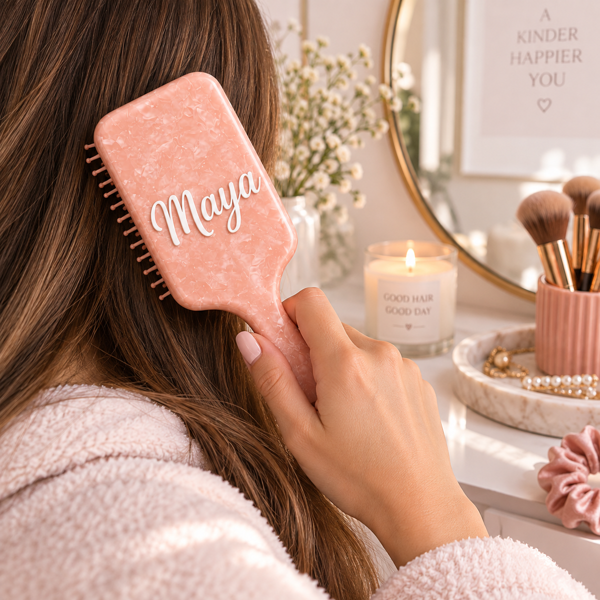 Personalized Pink Hair Brush with Name – image 4