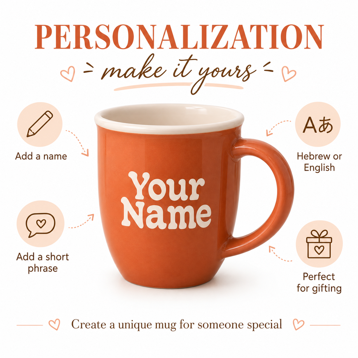 Personalized Terracotta Ceramic Mug with Name – image 3