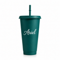 Personalized 710 ml Straw Cup with Name in green