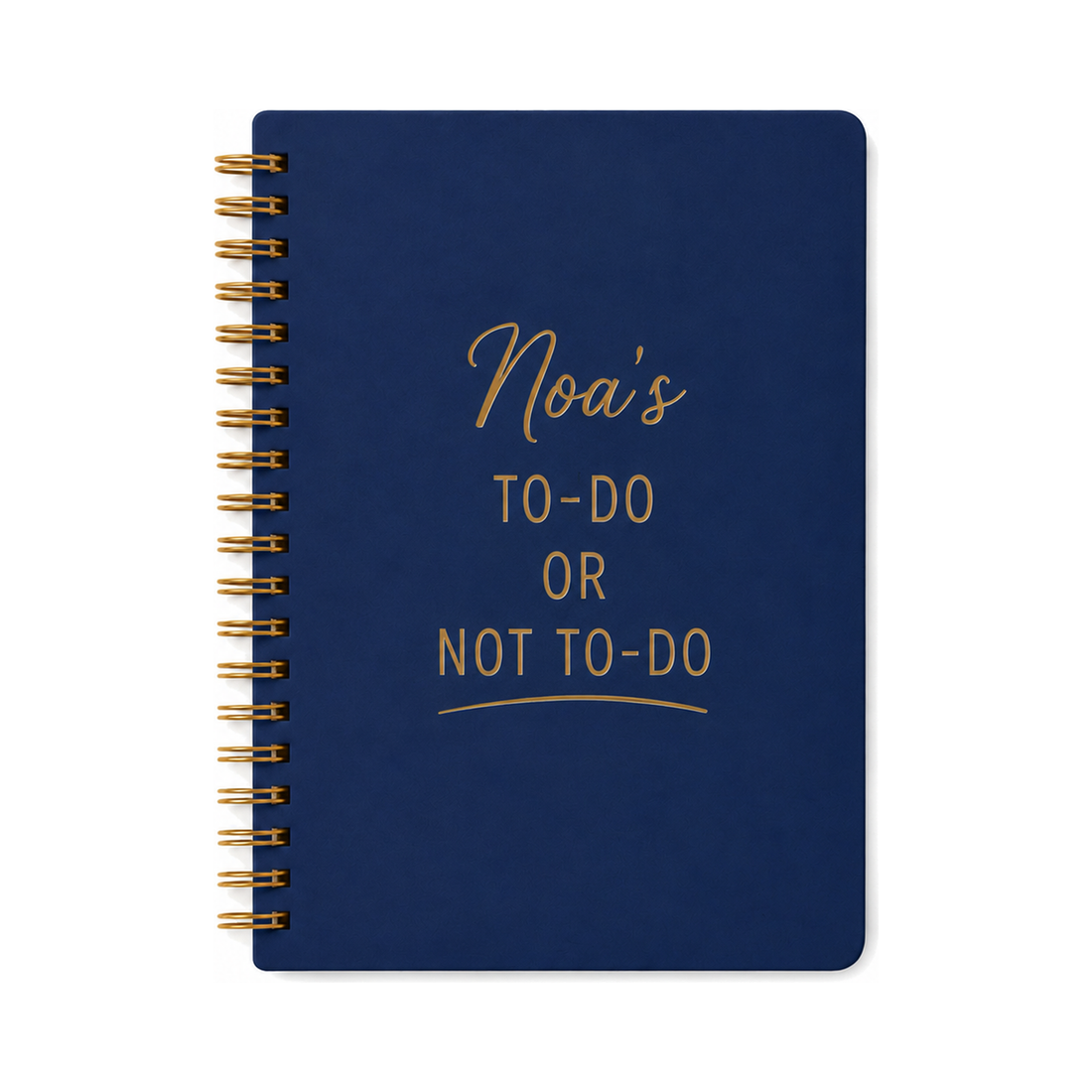 Personalized Navy Spiral Notebook with Name and Gold Spiral