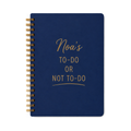 Personalized Navy Spiral Notebook with Name and Gold Spiral