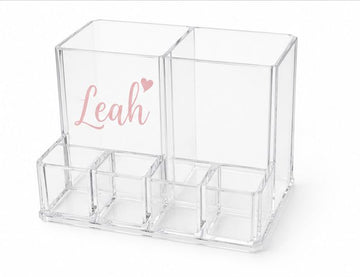Acrylic Makeup Organizer and Brush Holder | Clear Cosmetic Display with Compartments