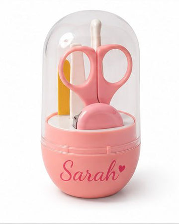 Baby Nail Care Set in Pink | Manicure Kit for Babies and Children with Scissors, Tweezers, and Safe Nail File