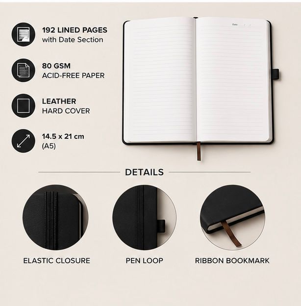 Personalized Black A5 Notebook with Name