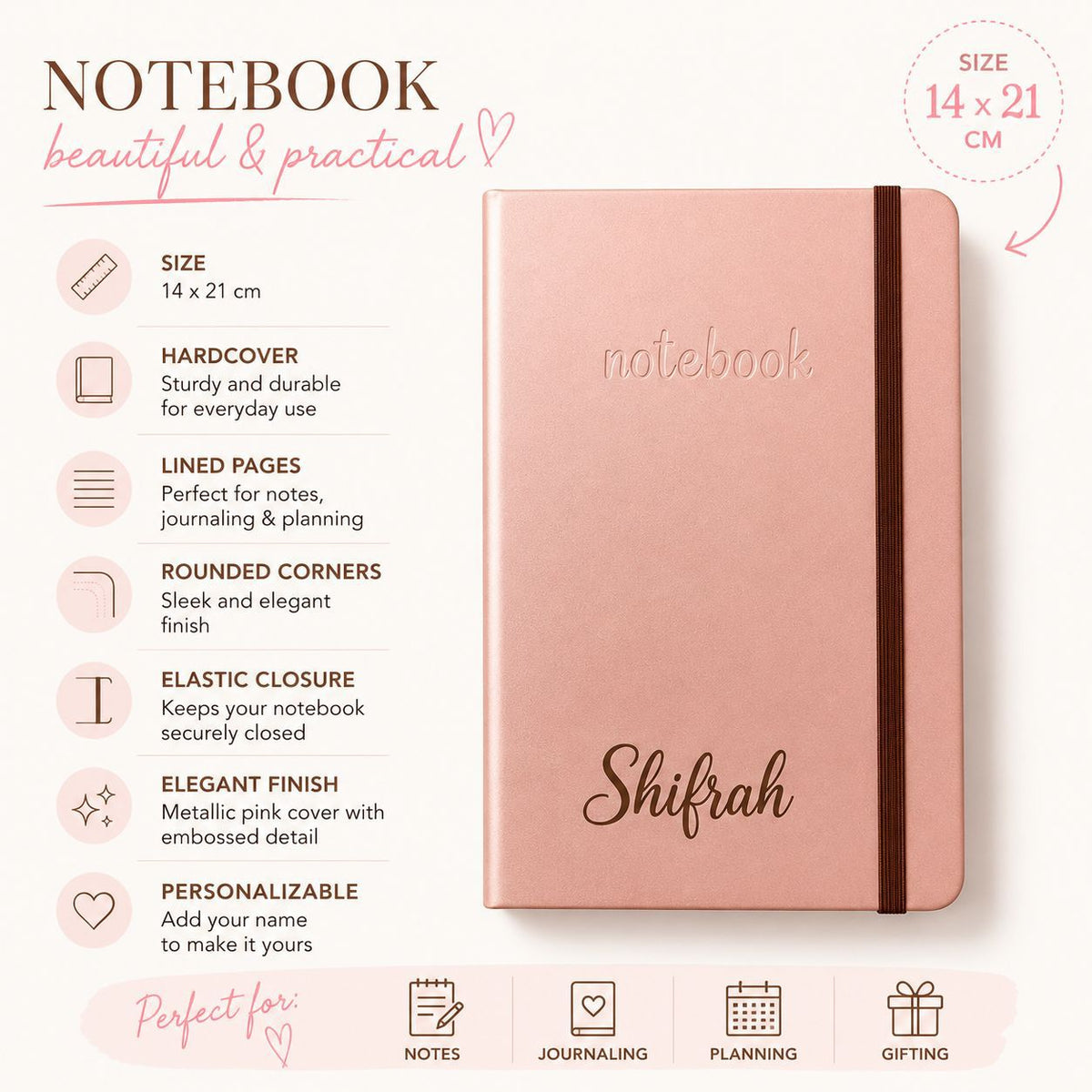 Personalized Pink Notebook with Name – image 2
