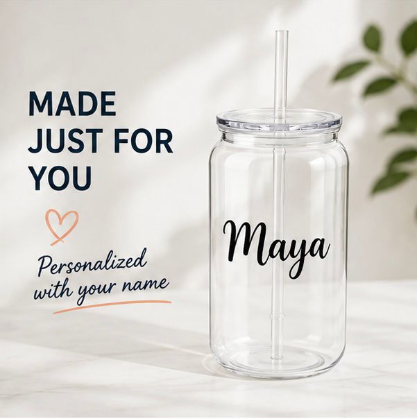 Personalized Clear Cup with Name – features and dimensions