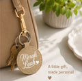 Personalized Round Faux Leather Keychain with Name – image 3