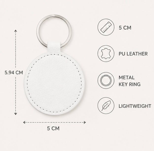 Personalized Round Faux Leather Keychain with Name – image 2