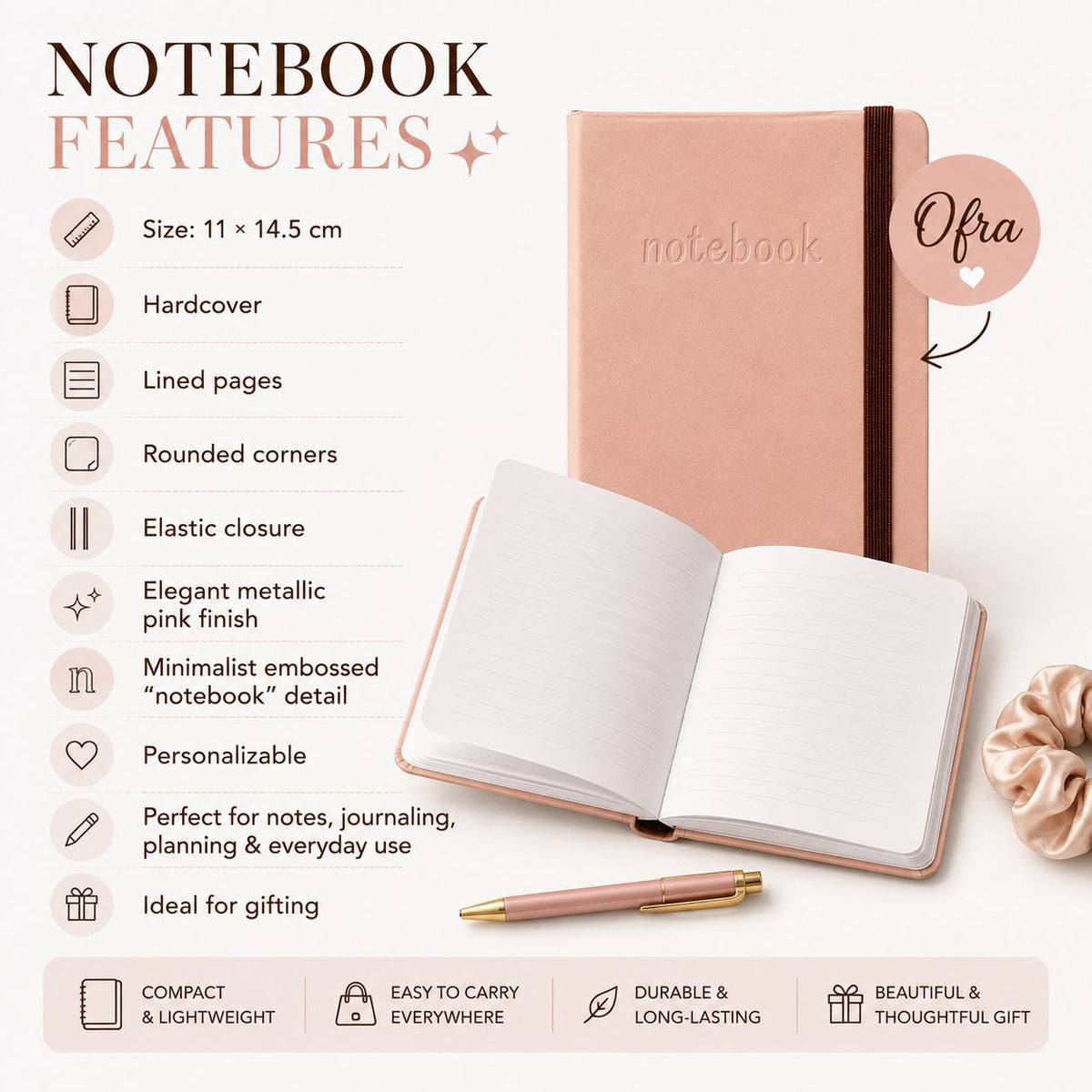 Personalized Mini Pink Notebook with Name – image 2