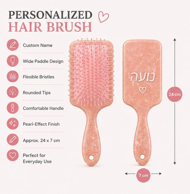 Personalized Pink Hair Brush with Name