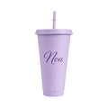 Lilac 710 ml Straw Cup with Name – part of the purple gift set