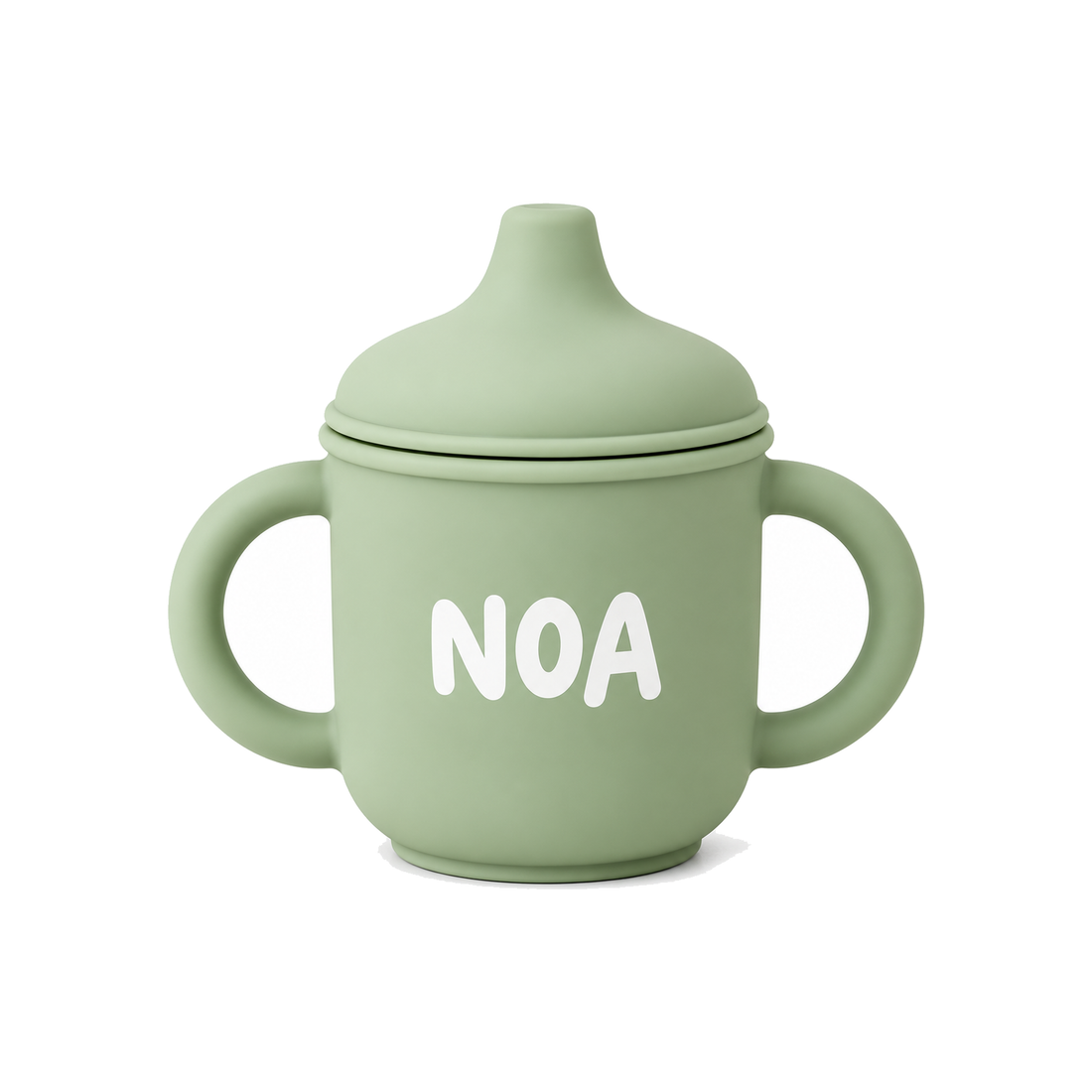 Personalized Kids' Silicone Sippy Cup with Name in green