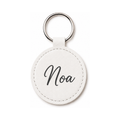 Personalized Round Faux Leather Keychain with Name in white